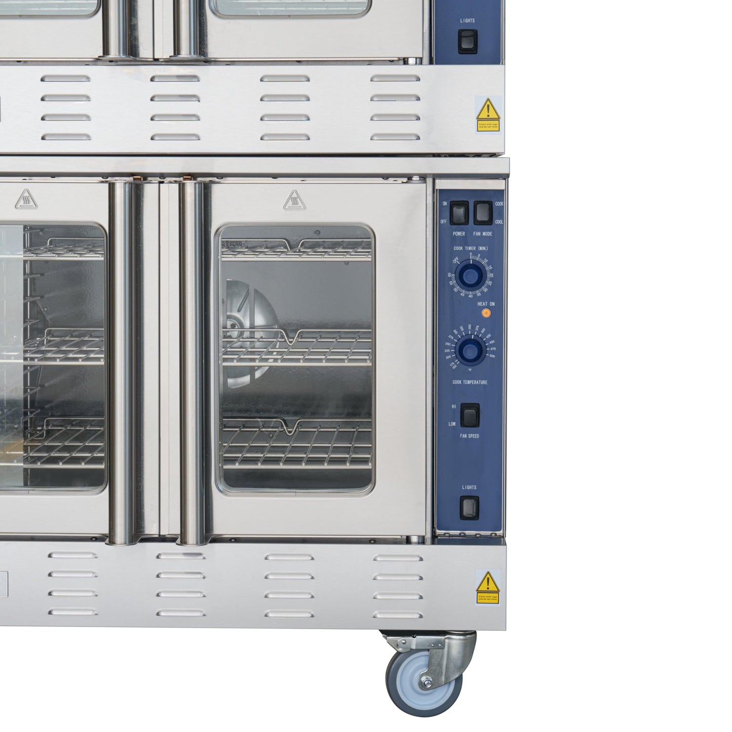 KoolMore 38 in. Full-Size Double Commercial Natural Gas Convection Oven 108,000 BTU With stacking And Casters in Stainless-Steel (KM-DCCO54-NGC)