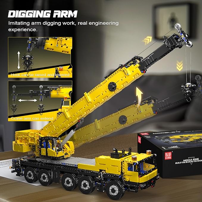 Mould King 17073 Engineering Truck Construction Set Remote Control LTM 1110 Crane Building Block (3218 Pieces) Assembly STEM Heavy-Duty Car Brick Toys with Motors for Adult