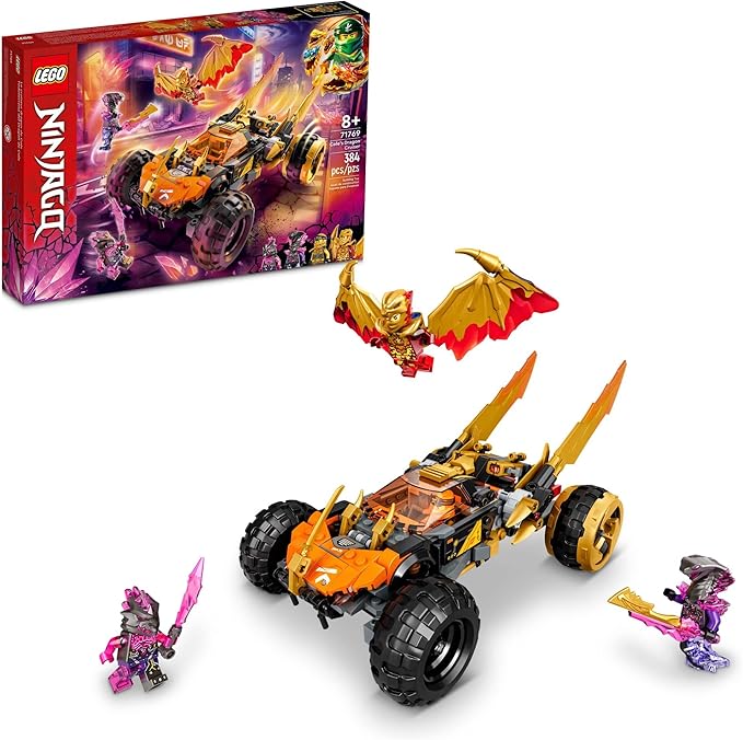 LEGO NINJAGO Cole’s Dragon Cruiser Car Toy 71769 Ninja Toys with Golden Kai Cole and Snake Warrior Minifigures Gifts for Kids Boys &amp Girls