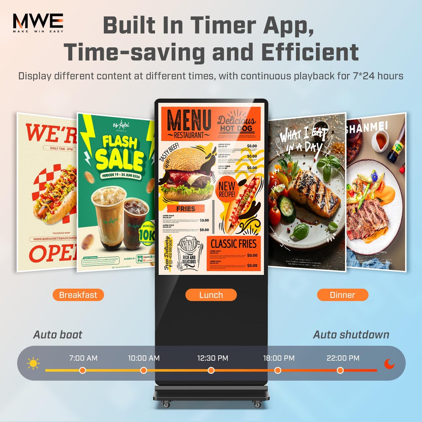 QIXZOCV MWE 49 Inch Indoor Floor Standing Digital Signage Advertising Display Kiosk LCD Screen Commercial Totem Android System Vertical Poster with Auto Media Player