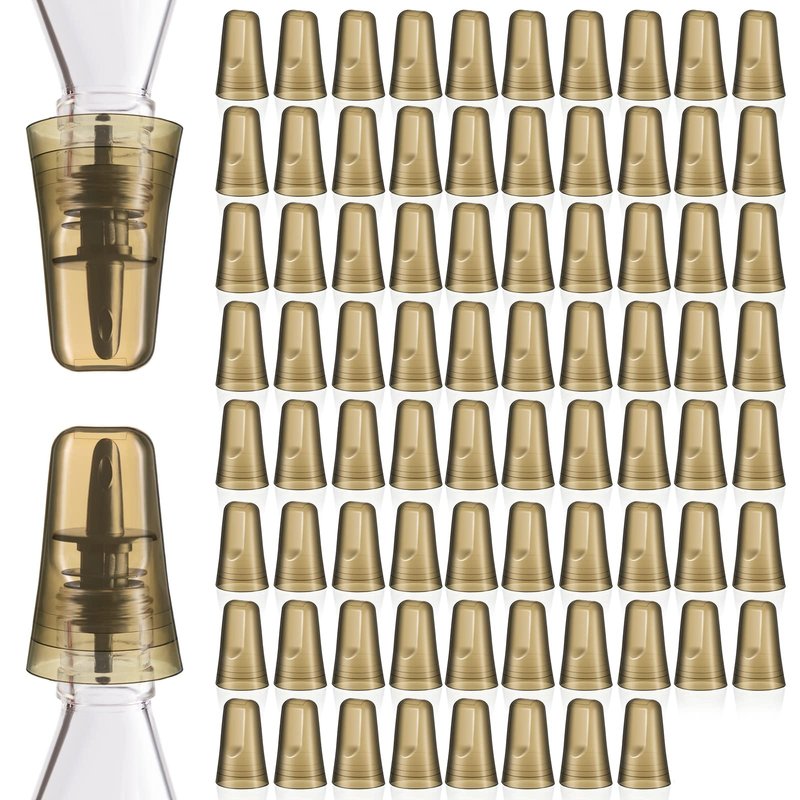 Chengu 80 Pieces Liquor Bottle Covers Pour Spout Covers Bar Toppers for Bottles Universal Pour Dispenser Dust Translucent Silicone Rubber Spout Caps for Bar Home Kitchen Tools Supplies (Champagne)