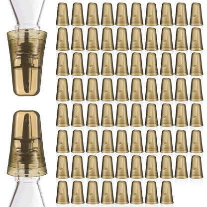Chengu 80 Pieces Liquor Bottle Covers Pour Spout Covers Bar Toppers for Bottles Universal Pour Dispenser Dust Translucent Silicone Rubber Spout Caps for Bar Home Kitchen Tools Supplies (Champagne)