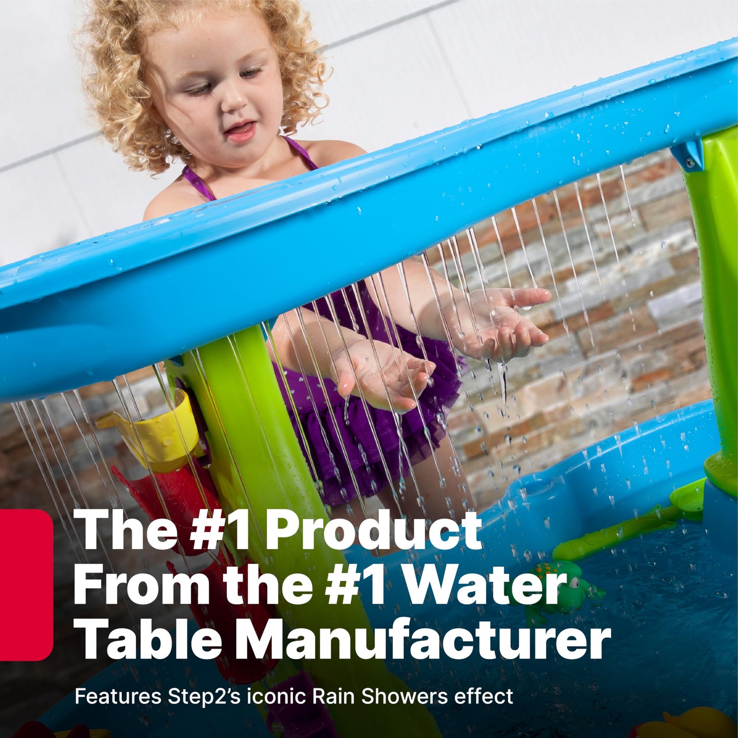 Step2 Rain Showers Splash Pond Toddler Water Table, Kids Water and Sand Activity Sensory Playset, Summer Outdoor Toys, 13 Piece Toy Accessories, For Toddles 1.5+ Years Old