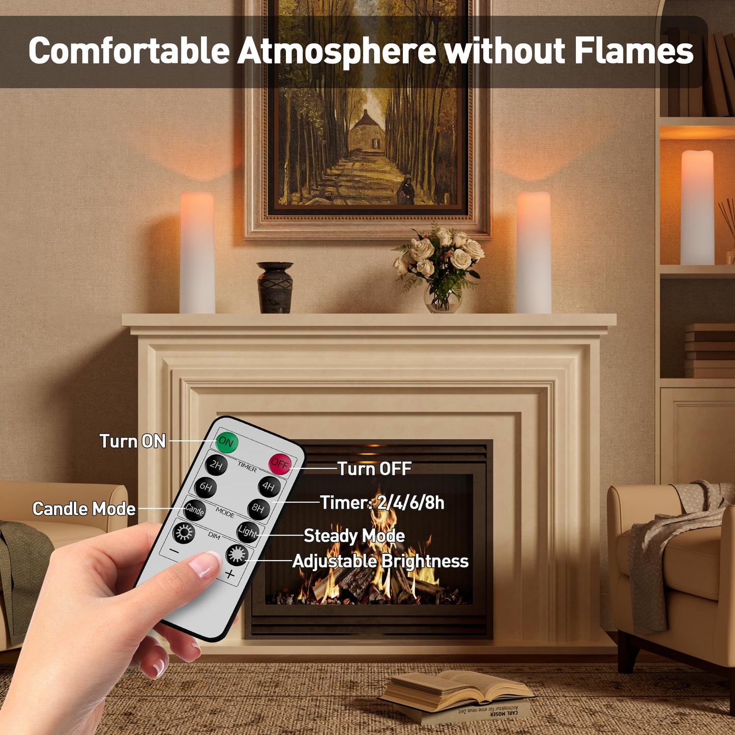 14"×4" Large Outdoor Candles with Timer Waterproof LED Flameless Pillar Candles Battery Operated with Remote Flicking Plastic for Home Decoration Porch Patio Wedding Fireplace Lantern, White