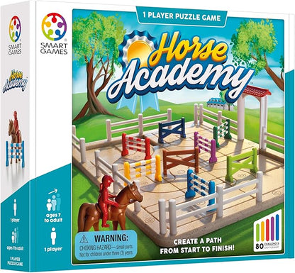 SmartGames Horse Academy – Logic Puzzle Game with 80 Challenges and Colorful Obstacles for Ages 7+