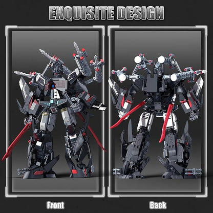 HIGH GODO Dark Defense Mech Robot Transforming Building Blocks Set for AdultsCity Warrior Justice Hero Soldier Mech Model Building Kit Cool Creative Robots Toys Gift for Teens 1013 Pieces