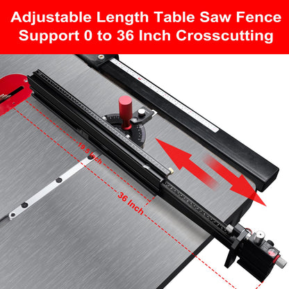 GOINGMAKE Table Saw Miter Gauge with Micro Adjustable Flip Stop and Extendable Fence and Quick Angle Stop for Table Saw Band Saw Router Table Fit 3/8 x 3/4" T Slot for Woodworking Crosscut, Miter Cut