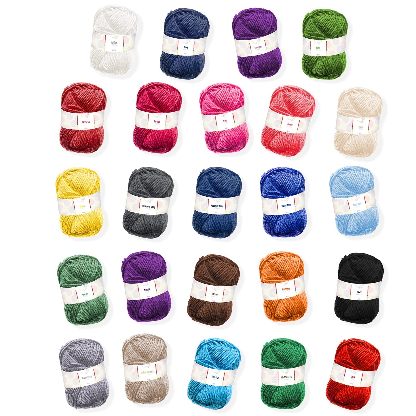 Soft Acrylic Yarn for Crocheting - 2400 Yards Crochet Yarn for Crocheting, Amigurumi Yarns for Knitting, Bulk, Perfect for Crafts, Crochet Amigurumi, and Knitting - 24 Pack x 50g