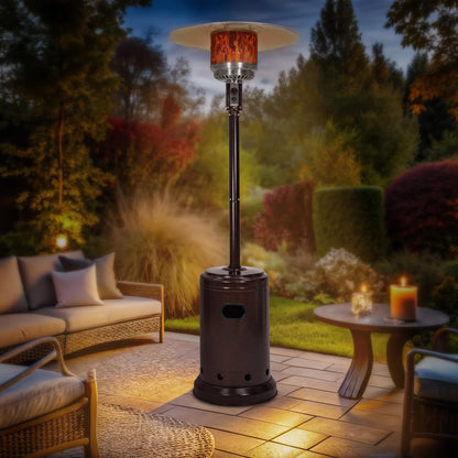 Amazon Basics 46,000 BTU Portable Outdoor Propane Patio Heater with Wheels, Commercial & Residential, Easy to Use, with Water Tank, Havana Bronze, 32.1 x 32.1 x 91.3 inches