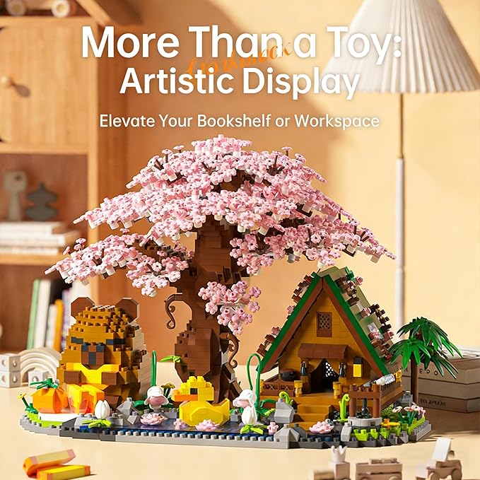 Capybara Cherry Blossom Bonsai Tree House Building Sets for Adults &amp Kids - 2280PCS Micro Mini Blocks Artificial Flower for Desk Office Home Decor DIY Arts &amp Crafts Kits Ages 8+ Girls &am