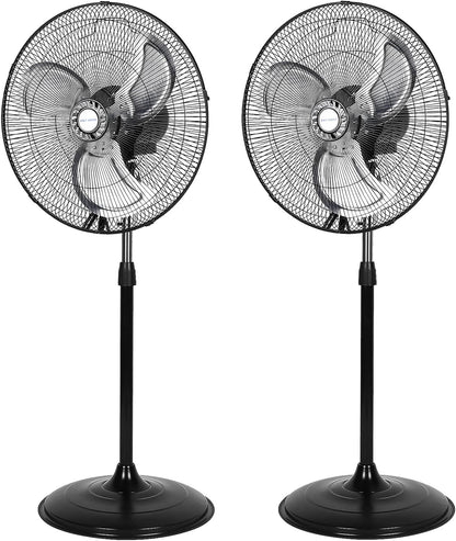 BILT HARD 3850 CFM 18" High Velocity Pedestal Oscillating Fan, 3-Speed Industrial Standing Fan with Aluminum Blades, Heavy Duty Metal Shop Fan for Commercial, Residential, and Garage, 2 Pack