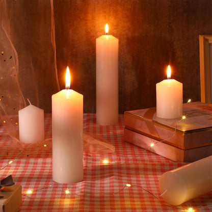 MTLEE 36 Pcs Pillar Candles Bulk Set of 3 Long Burning Wax Pillar Candles 2 in x 3, 6, 8 Inch Dripless Unscented Smokeless for Wedding Party Spa Lantern Fireplace Home(White)