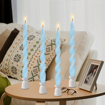 Spiral Taper Candle Blue Twisted Candlesticks 10 INCH Cute Candle Stick Long Tapered Candles Odorless Candle for Home Weddings Festive Women Gifts