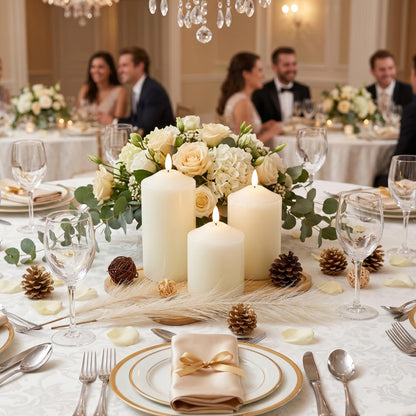 JHY DESIGN 3D Flameless Candles Set 4/5/6inch High Real Wax Battery Candle Pillars Flickering LED Candles with 8-Key Remote Control Timers for Home Wedding Party Christmas Decoration (Set of 3)