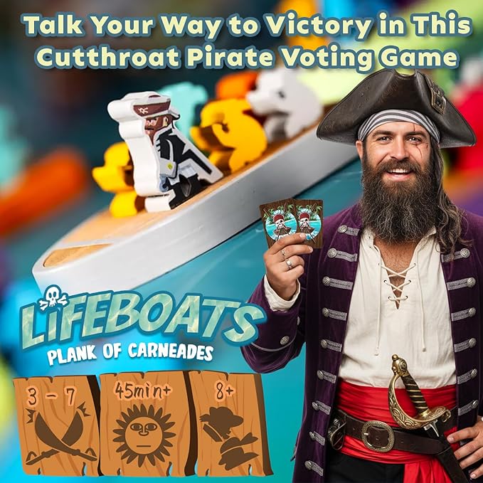 Lifeboats: Plank of Carneades Board Game by MayDay Games – Strategy Party Board Game for Adults and Family – Pirate-Themed Survival and Betrayal – Ages 8+ 3–7 Players – Dice Tower Approved