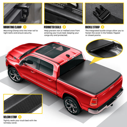 Soft Roll Up Truck Bed Tonneau Cover Fits for Ford F150 2004-2014, Length 8FT (96"-97.4") Fleetside Truck Bed, Not for Models with Stepside/Flareside