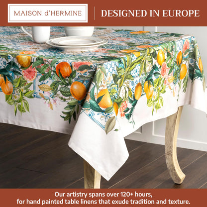 Maison d' Hermine Table Cloth Rectangle Table 100% Cotton 70 x 120 Inches Tablecloth Reusable Decorative for Dining Kitchen Room Farmhouse Party Home Hotel Restaurant Spring Summer - Agrume