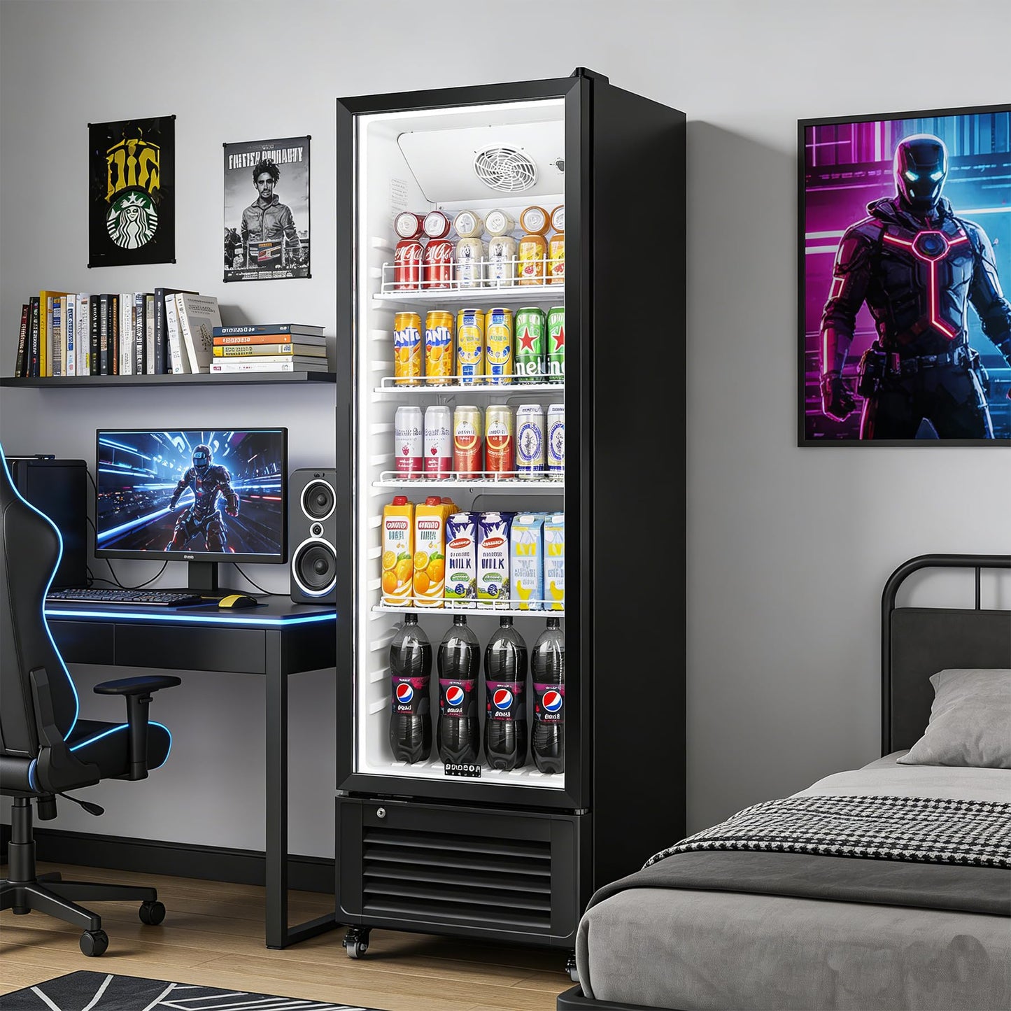 BODEGACOOLER Commercial Beverage Refrigerator, 264 cans & 120 Bottles Display Fridge, Soft LED Light & Automatic Defrost, Commercial Merchandiser Refrigerators,For Office,Home,Garage,Gym,Shop,Man cave