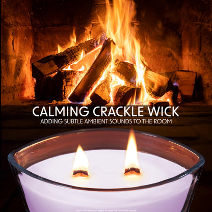 DECO EXPRESS Scented Candles, Crackle Double Wick Candles, Long 50 Hours Burn Time, Home Decor & Gift Ideas (Cherry Blossom)
