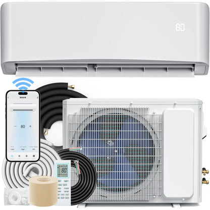YITAHOME 12000 BTU Mini Split Air Conditioner Heat Pump System, WiFi Enabled 17 SEER2 208-230V Inverter Ductless AC Cool Up to 750 Sq. Ft with Installation Kit, Pre-Charged Condenser, 1 Ton