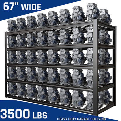 PMKES 67" W Garage Shelving Heavy Duty, 67" W x 24" D x 84" H, Adjustable 5 Tier Metal Shelves, Commercial Metal Shelf Rack, Industrial Shelving