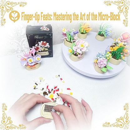12 Set Mini Flower Potted Bonsai Micro Building Toy Blocks Succulent Plant Artificial Particle Flower Botanical Decoration Toys