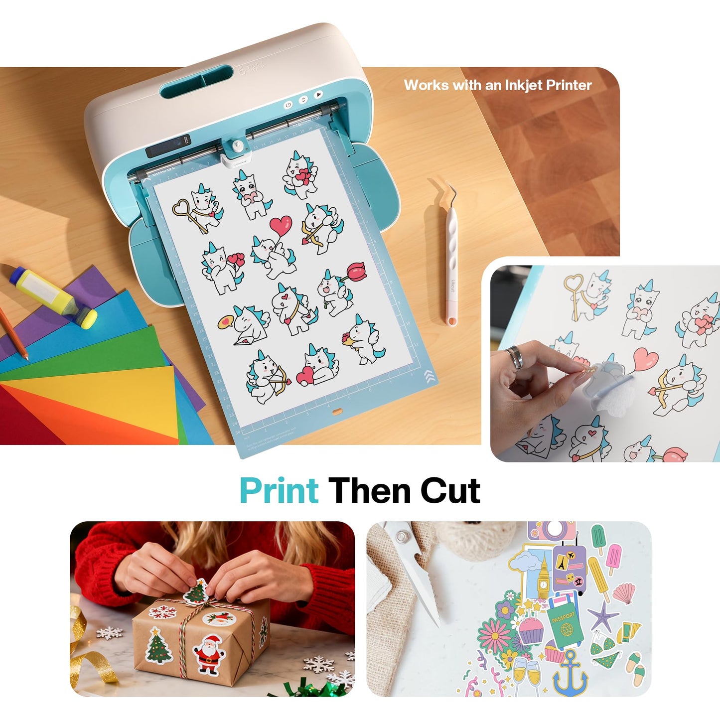 Likcut Portable Vinyl Cutter S41 with 8.5" x 12" LightGrip Cutting Mats for Craft DIY with Precision Grid for DIY Paper, Stickers & Cardstock