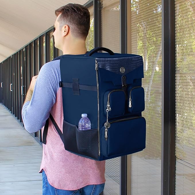 ENHANCE Collector's Edition Board Game Backpack - Reinforced Rigid Board Game Storage with Padded Shoulder Straps Carrying Handle and Accessories Pockets for Dice Card Games More (Dragon Blue)