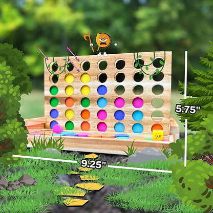 Connect War - 4 in a Row Table Top Game for 2-6 Players Handcrafted Wooden Games for Family and Group Play Four in a Row Wood Game
