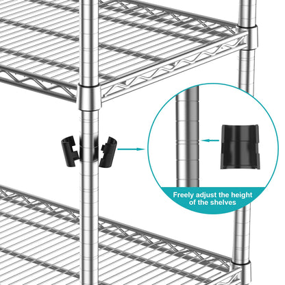 24"Depth Metal Wire Shelving Unit Storage Shelves Adjustable Kitchen shelf Microwave Stand Sturdy Steel Bakers Rack Standing Organizer 1650LBS for Commercial Pantry Garage Factory industrial warehouse