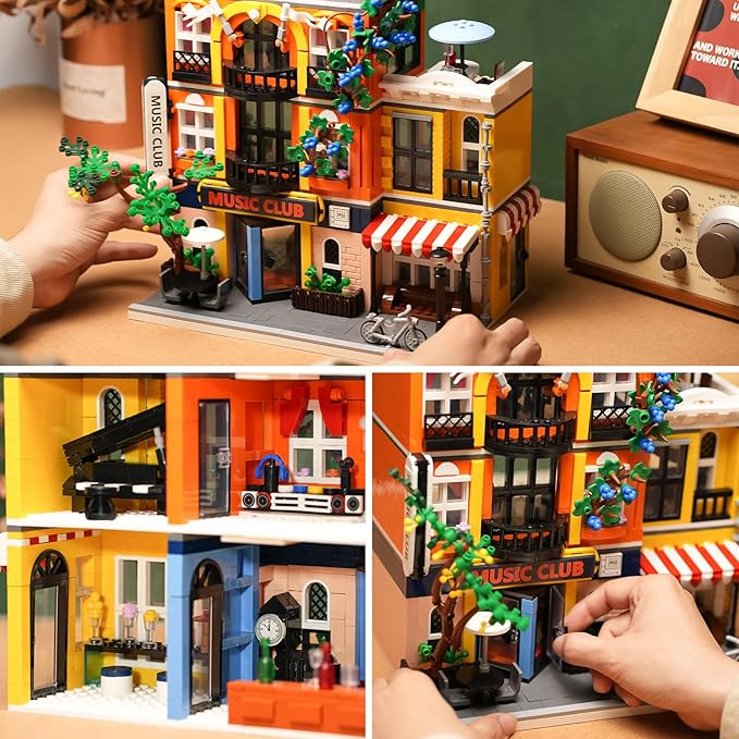 ENJBRICK Flowers City Jazz Club Building Sets for Adutls Architecture House Building Kit for Boys and Girls 8-14 Years 1683 PCS