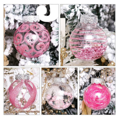 BSTCRAFT 60MM/2.36" Purple Clear Christmas Ornaments Set, 30pcs Shatterproof Delicate Baubles for Xmas Tree, Halloween, Indoor/Outdoor Decor