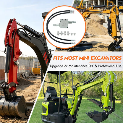 Mini Excavator Cushion Valve Kit, Hydraulic Swivel Motor Buffer Valves, 1/4" Hose System, M14 Replacement, Shock Absorb & Smooth Rotation, Durable Corrosion-Resistant Build, Easy Bolt-On Installation