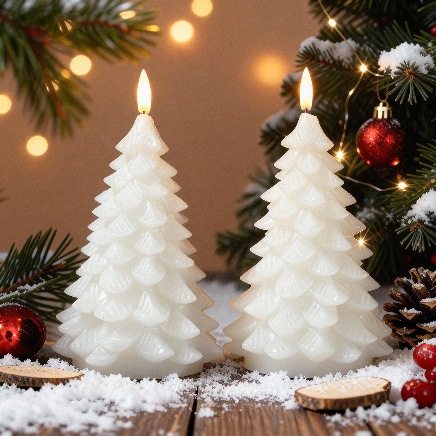 LUSHARBOR Flameless Candles with Remote Timer, 2 Pack Christmas Tree Candles Battery Operated LED Candles Real Wax Holiday Christmas Decoration for Bedroom Party Festival Gift White