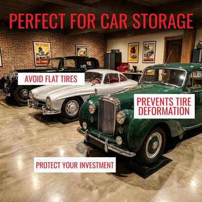 USA Made Extra-Wide Heavy-Duty Flat-Free Tire Ramps with 4 Thick Mats – Prevent Flat Spots During Long-Term Storage – Non-Slip HDPE Ramps Support 10 Tons – for Cars, RVs, Trucks – Set of 4