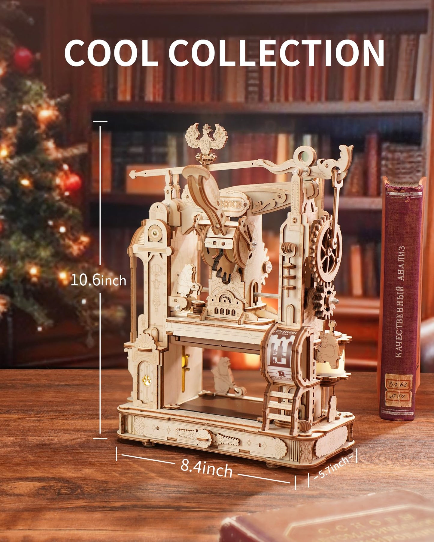 ROKR 3D Puzzle for Adults, Wooden Puzzles Classic Printing Press Model Building Kits, DIY Wood Crafts Cool Toys for Birthday, STEM Hobbies for Women Men (LK602)