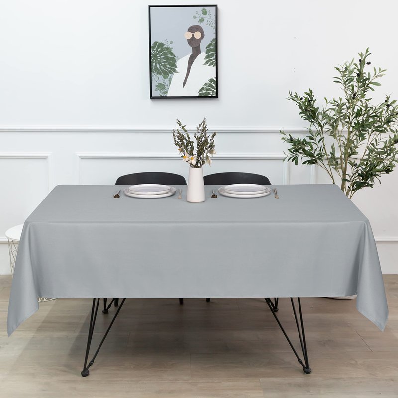 sancua Rectangle Tablecloth - 60 x 120 Inch - Stain and Wrinkle Resistant Washable Polyester Table Cloth, Decorative Fabric Table Cover for Dining Tables, Buffet Parties and Camping, Silver Grey