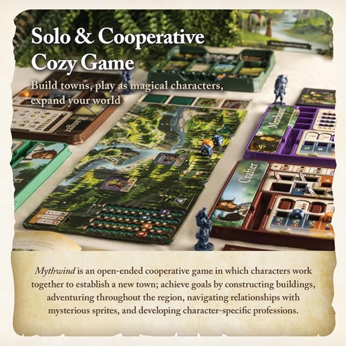 Mythwind Board Game - Cooperative &amp Solo Cozy Village-Building Adventure in a Magical Valley 1-4 Players 30-60 Minute Story-Driven Sessions