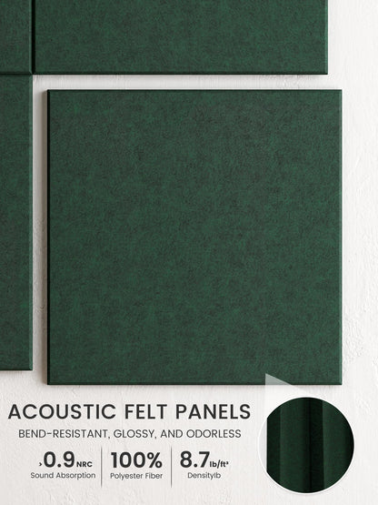 Bumusty Large Cork Board 48" x 36" Alternative - 12 Pack Felt Wall Tiles with 70 Safe Removable Adhesive Tabs, 30 Pushpins, Cork Boards for Walls Pin Board Bulletin Board Office Decor (Pine Green)