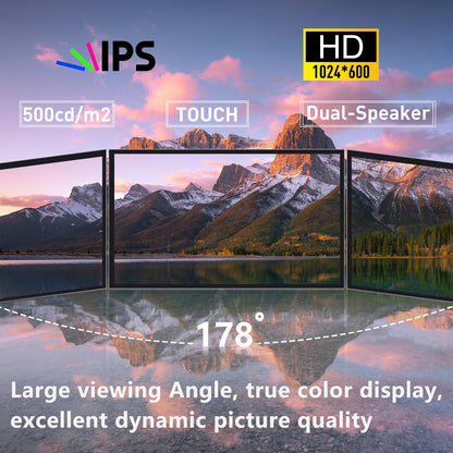 GeeekPi 10.1 Inch Capacitive Touchscreen Display, 1024x600 IPS LCD with Dual-Speaker, HDMI Portable Monitor for Raspberry Pi 5/4B/3B+/3B/B+/Zero/400, Win11/10/8/7, Free-Driver