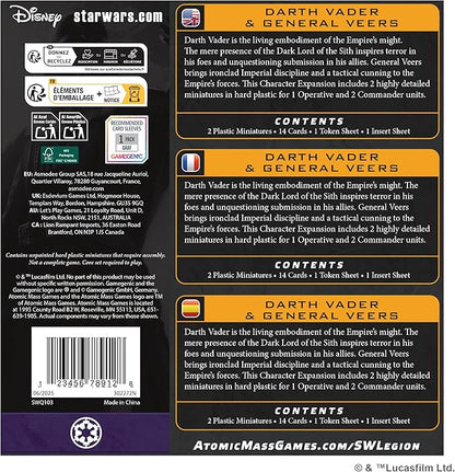 Asmodee Star Wars: Legion Darth Vader &amp General Veers Character Expansion - Tabletop Miniatures Game Strategy Game for Kids and Adults Ages 14+ 2 Players 90 Min Playtime