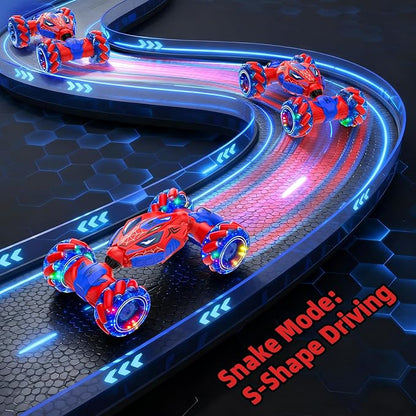 Unique 4WD 360° Rotating Gesture Sensing RC Stunt Car Double‑Sided Driving RC Drift Car with Lights Music &amp Spray Kids Outdoor Cars Toys for Ages 6-12 Gifts for Boys 6-122 Replaceable Batteri