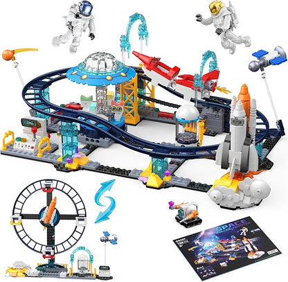 2 in 1 Space Roller Coaster Building Set for Kids 6+ 788PCS STEM Astronaut &amp Spaceship Toy Creative Space Station Construction Kit Birthday for Boys Girls Ages 6-12