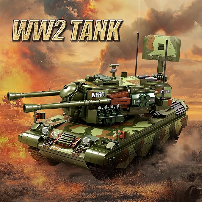 NUTCRACKER Military Tank Building Blocks Set - WW2 Army Tank Building Toy Collectible Home Display Model Christmas Birthday Gifts for Adults ((No Battery Included)