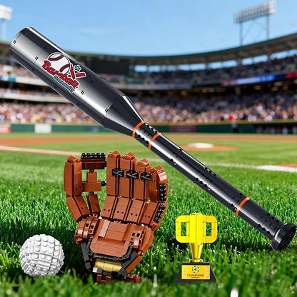Baseball Building Kit for Adults 1021 PCS – Sports Display Model with Bat Glove Ball &amp Trophy Creative Building Toy for Men Teens &amp Fans Unique Gift Idea &amp Home Office Display Décor