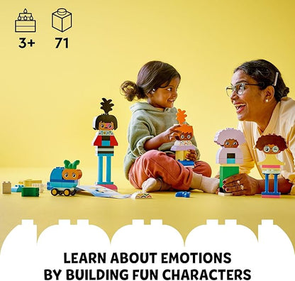 LEGO DUPLO Town Buildable People with Big Emotions Interactive Toy for Ages 3 and Up 5 Characters with 10 Role-Play Faces 71 Colorful Bricks for Mix-and-Match Customizable Fun 10423