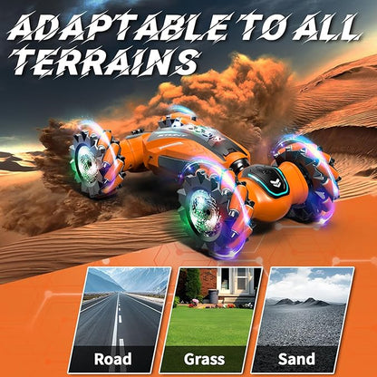 Gesture Sensing RC Stunt Car with Light Music and Mist Spray for Kids 6+ 4WD Off-Road Drift Remote Control Car 2.4GHz Glove Remote Rechargeable Toy Vehicle for Boys and Girls Birthday Gift