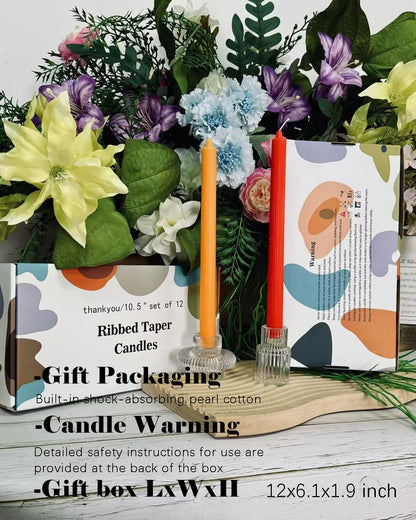 LPUSA Orange Taper Candles 10.5 inch Pastel Candle Sticks Unscented Driples Tapered Candle Ideal as Dinner Candles Smokeless Long Burning,Set of 12