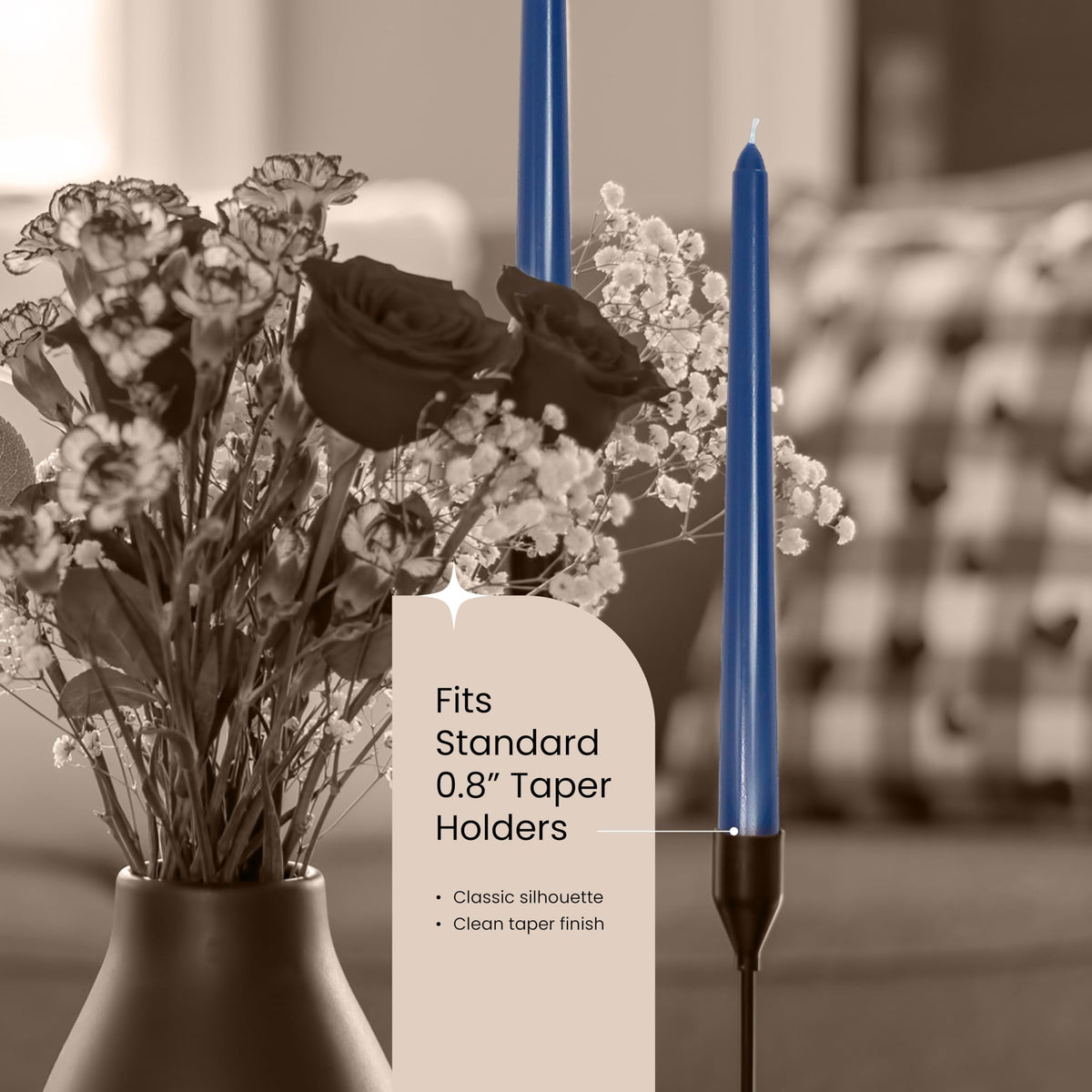 Leor & Lair Blue Taper Candles - 12 Pack 10" Blue Candlesticks - Unscented Long Burning Candle Sticks for Winter, July 4th Decoration, Dinner, Hanukkah, Weddings, Restaurants & Events
