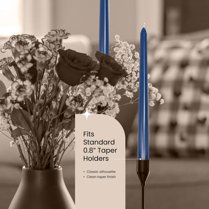Leor & Lair Blue Taper Candles - 12 Pack 10" Blue Candlesticks - Unscented Long Burning Candle Sticks for Winter, July 4th Decoration, Dinner, Hanukkah, Weddings, Restaurants & Events